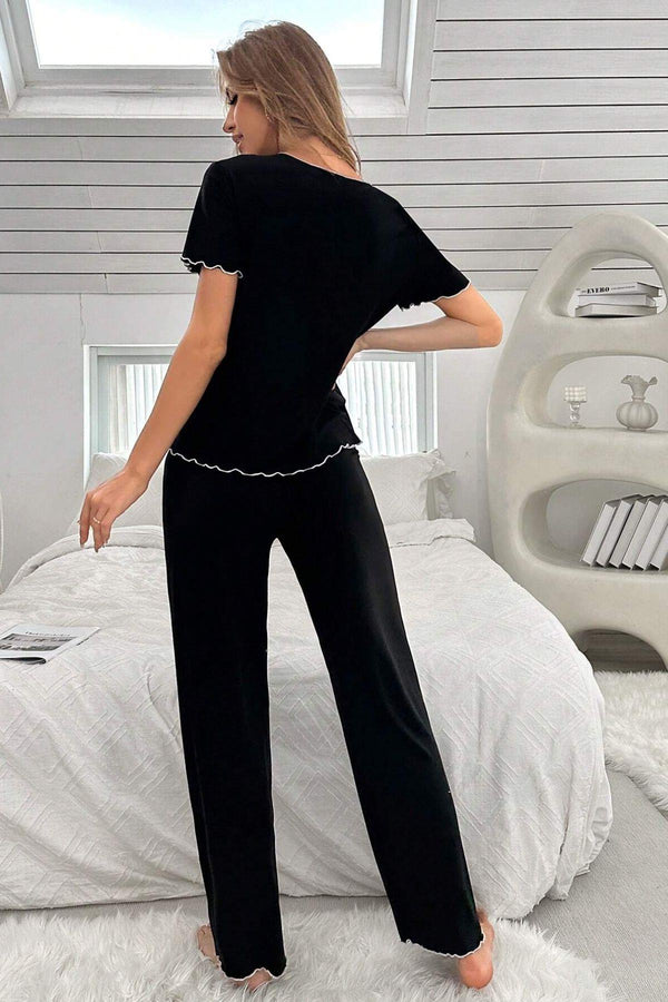 Bella Notte Gül Kurusu Fiyonk Detaylı Pamuklu Pijama Takımı 7307