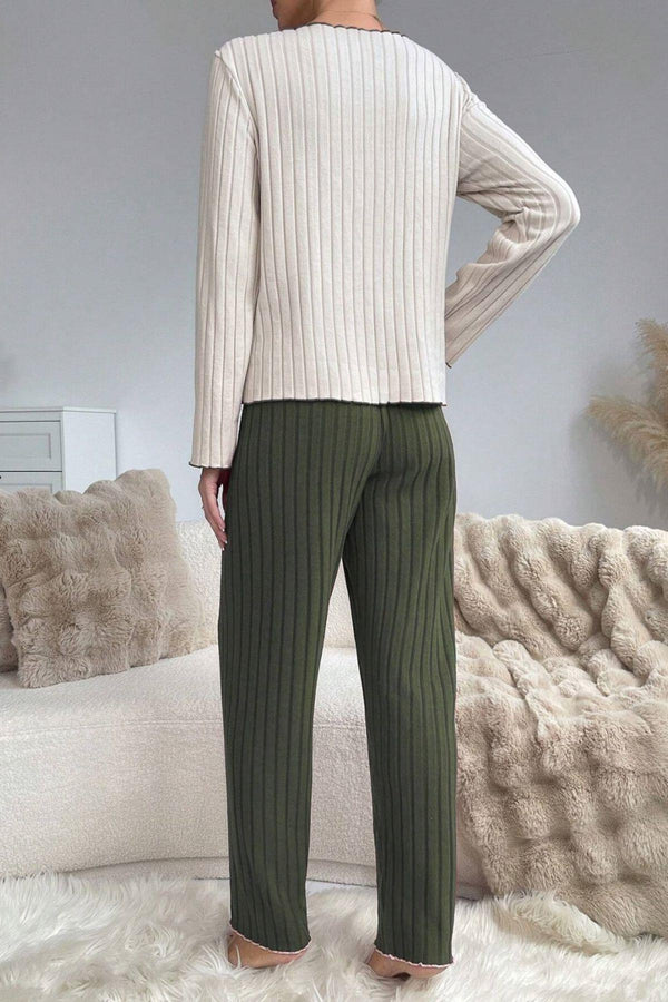 Trendusfashion Yeşil Pamuklu Kalp Detaylı Pijama Takımı 7089