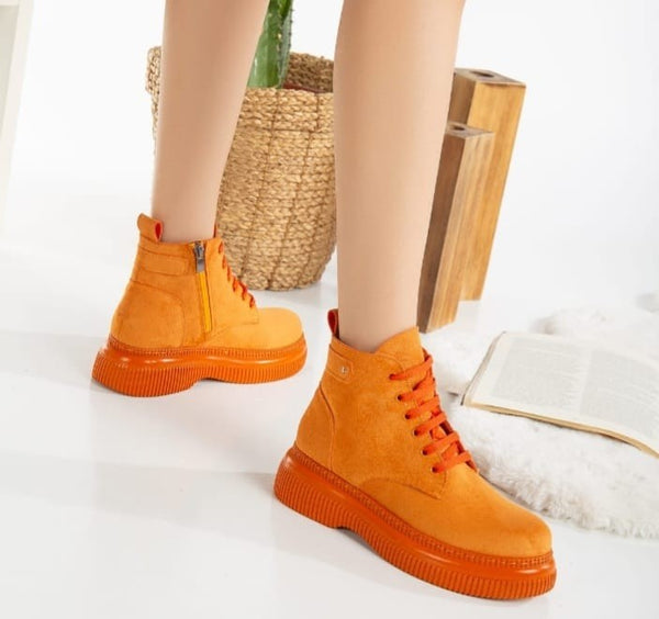 Trendusfashion Siyah Süet Bağcıklı Bot