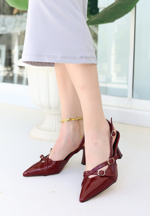 Trendusfashion Bordo Rugan Topuklu Ayakkabı