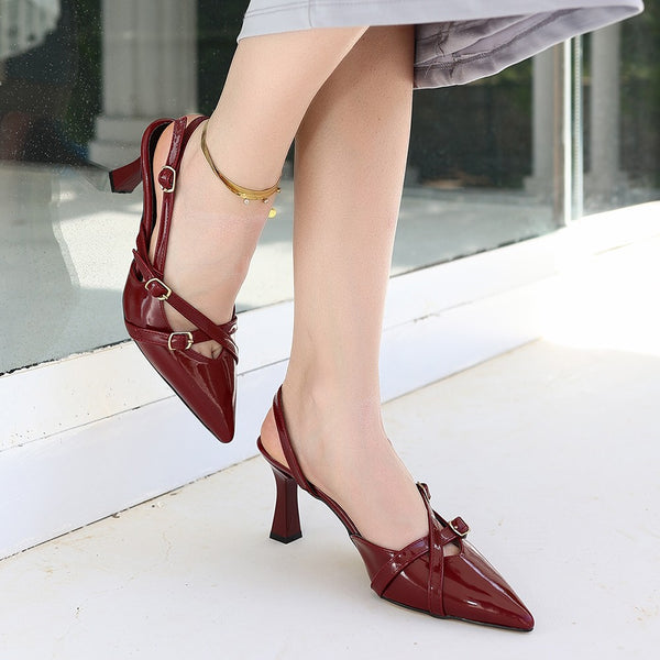 Trendusfashion Bordo Rugan Topuklu Ayakkabı