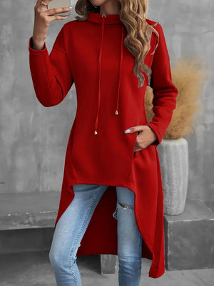 Trendusfashion Geniş Dökümlü Yaka Etek Ucu Ters U Iki Iplik Tunik