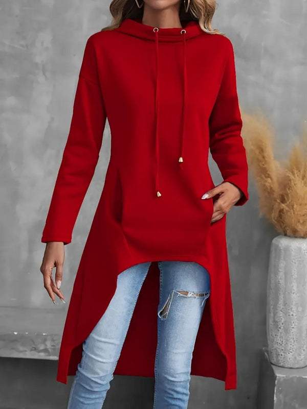 Trendusfashion Geniş Dökümlü Yaka Etek Ucu Ters U Iki Iplik Tunik