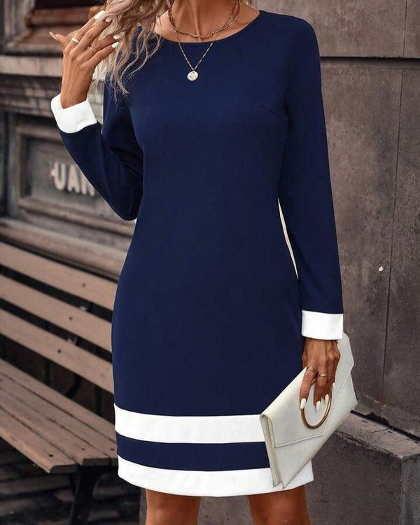 Trendusfashion Bisiklet Yaka Kol Ve Tek Ucu şeritli Ithal Krep Midi Elbise