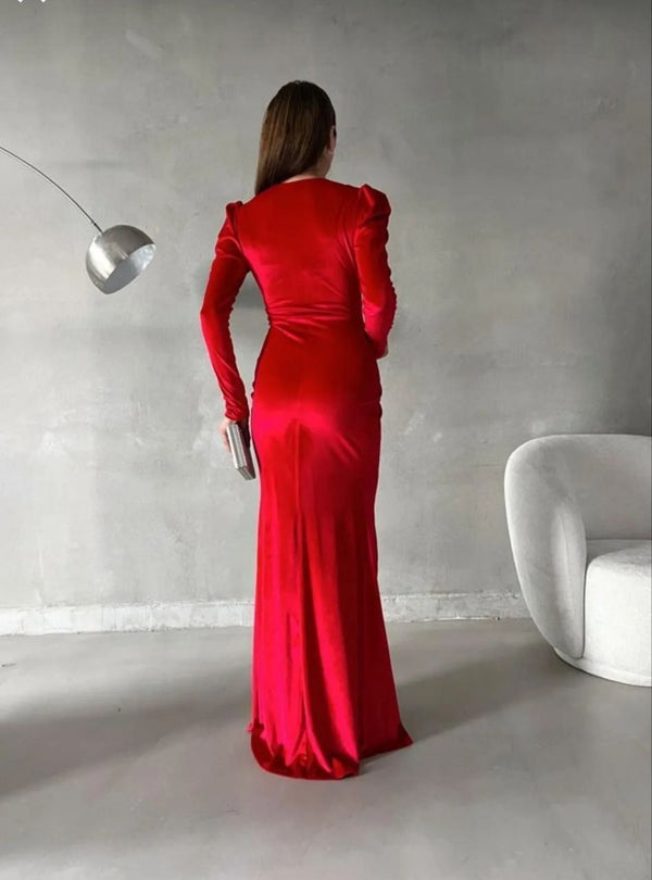 Trendusfashion Kadife Kumaş Elbise - Şıklığın ve Zarafetin Simgesi