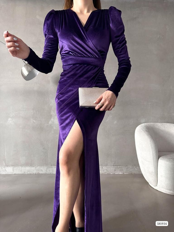 Trendusfashion Kadife Kumaş Elbise - Şıklığın ve Zarafetin Simgesi