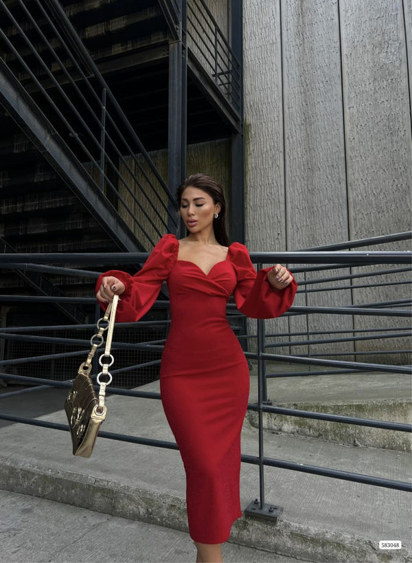 Trendusfashion Kadın Uzun Kollu Kalem Elbise - Şık Tasarım