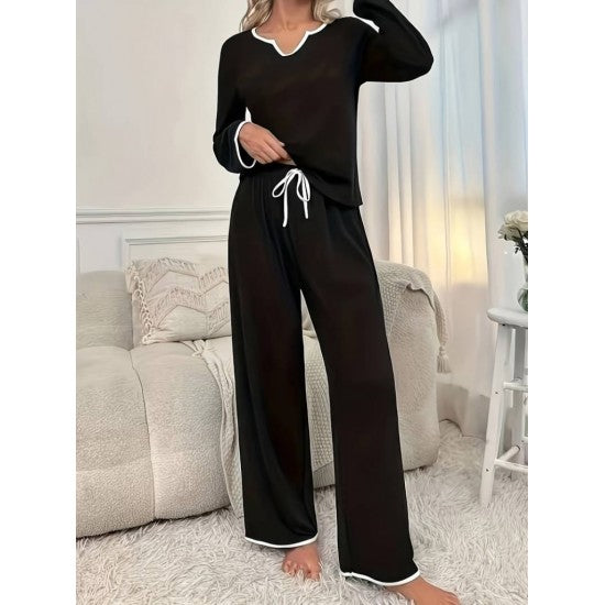Trendusfashion Uzun Kollu V Yaka Viskon Ikili Takım