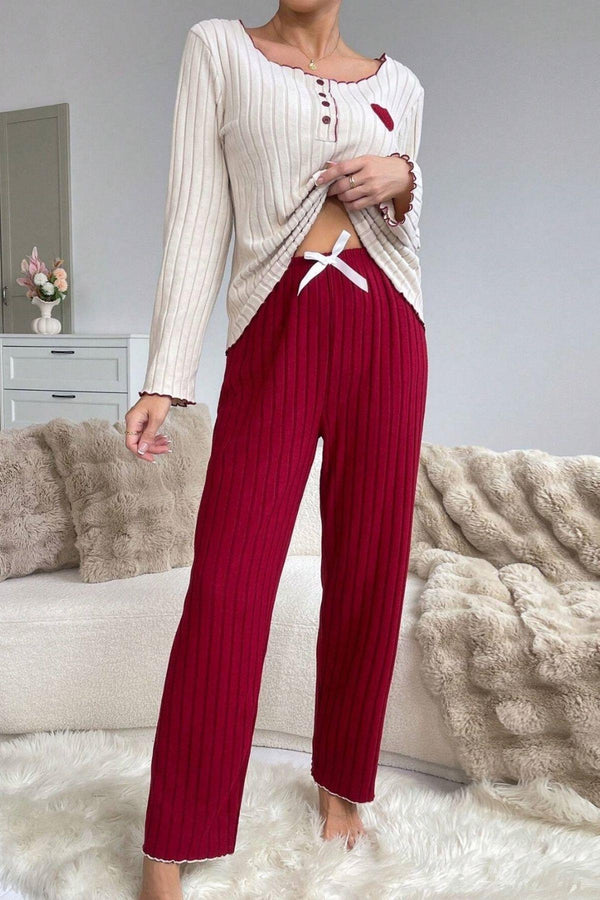 Trendusfashion Yeşil Pamuklu Kalp Detaylı Pijama Takımı 7089