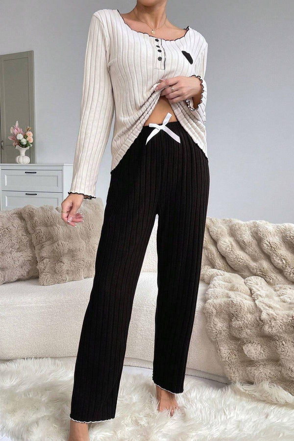Trendusfashion Yeşil Pamuklu Kalp Detaylı Pijama Takımı 7089