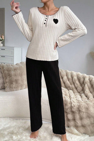 Trendusfashion Yeşil Pamuklu Kalp Detaylı Pijama Takımı 7089