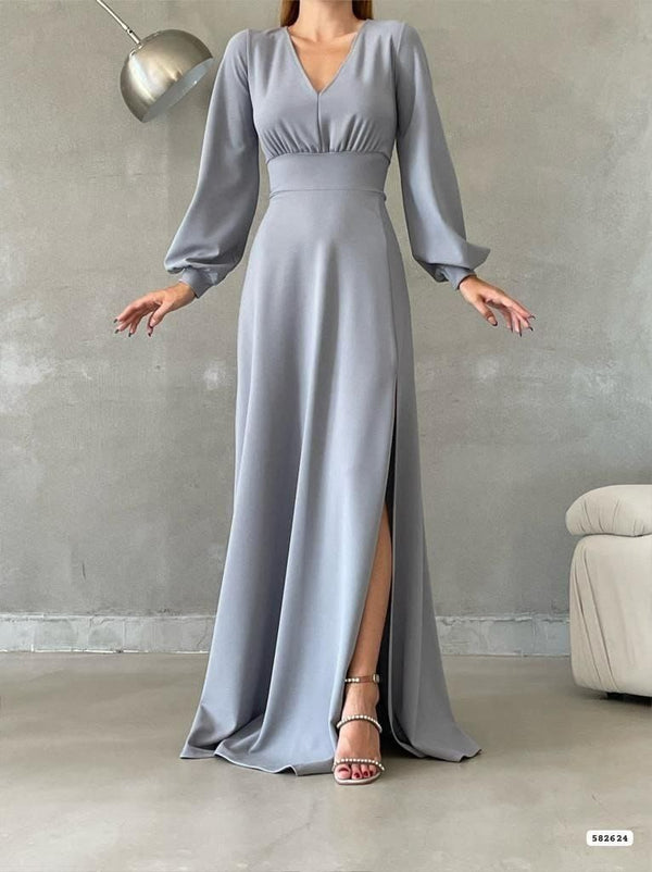 Trendusfashion Yırtmaç Detaylı Uzun Elbise - Şık ve Çarpıcı Tasarım